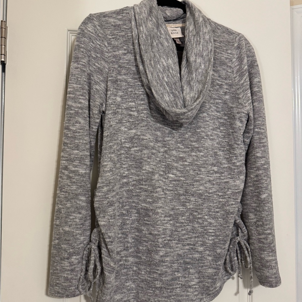 Knox Rose Gray Cowl Neck Sweater with Turtleneck Design